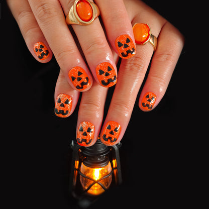 Naivelle Press On Nails Short Orange-Halloween-S100