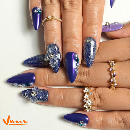 Naivelle Press On Nails Middle  Blue-Party-C7