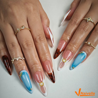 Naivelle Press On Nails Long Blue-Party-C9