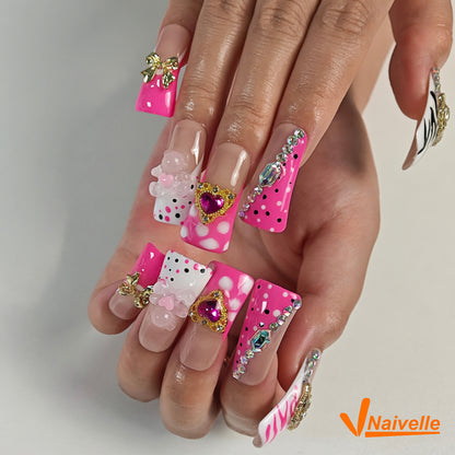 Naivelle Press On Nails Middle Pink-Party-C10