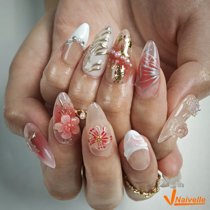 Naivelle Press On Nails Middle Pink-Party-C13