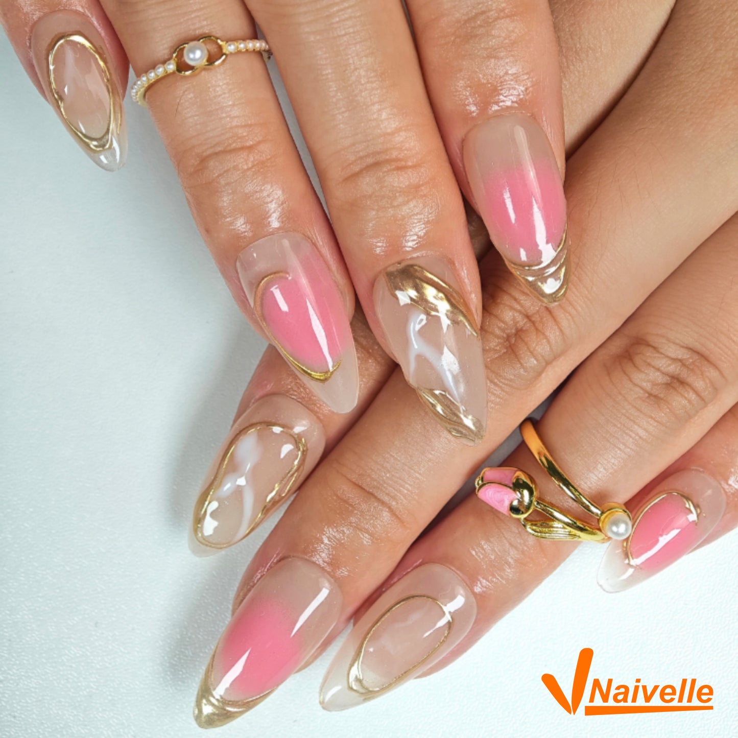 Naivelle Press On Nails Middle Pink-Wedding-C17