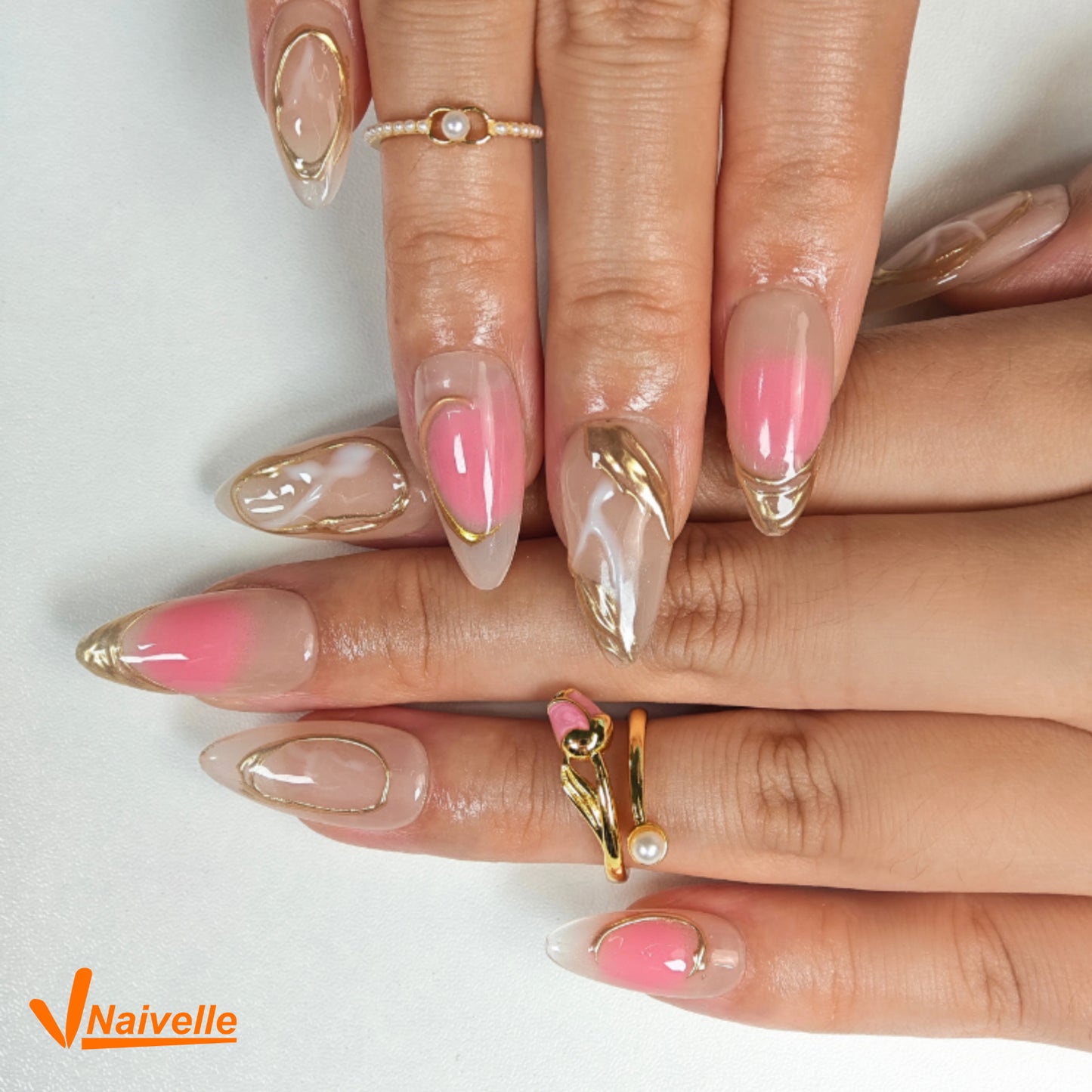 Naivelle Press On Nails Middle Pink-Wedding-C17