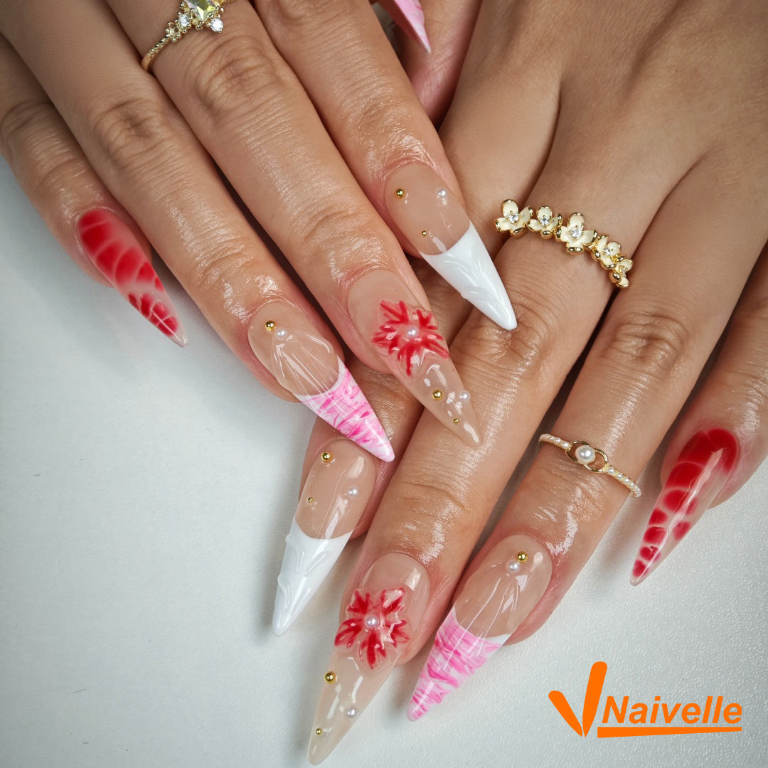 Naivelle Press On Nails Long Pink-Wedding-C18