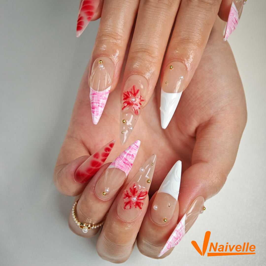 Naivelle Press On Nails Long Pink-Wedding-C18