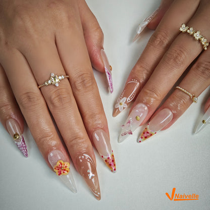 Naivelle Press On Nails Long Pink-Wedding-C19