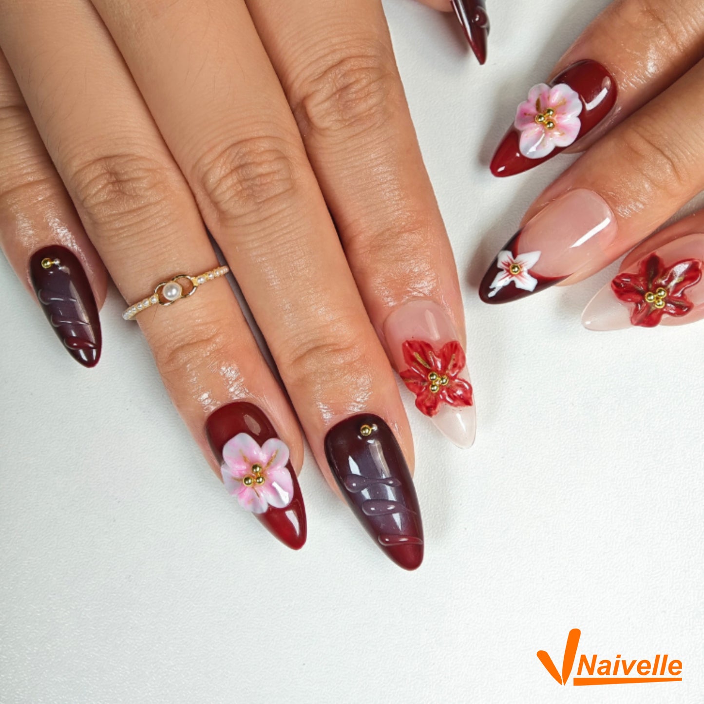 Naivelle Press On Nails Middle Red-Party-C20