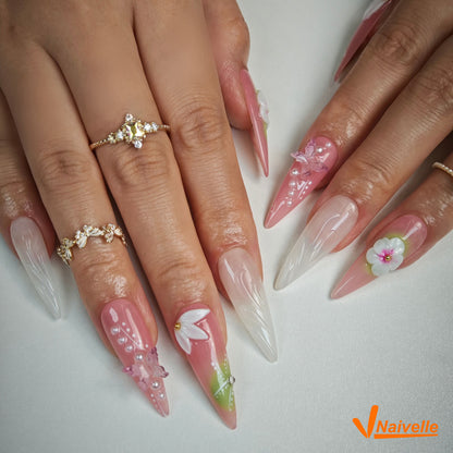 Naivelle Press On Nails Long Pink-wedding-C24