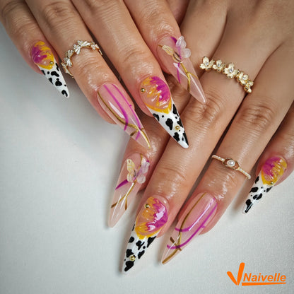 Naivelle Press On Nails Long Purple-Party-C25