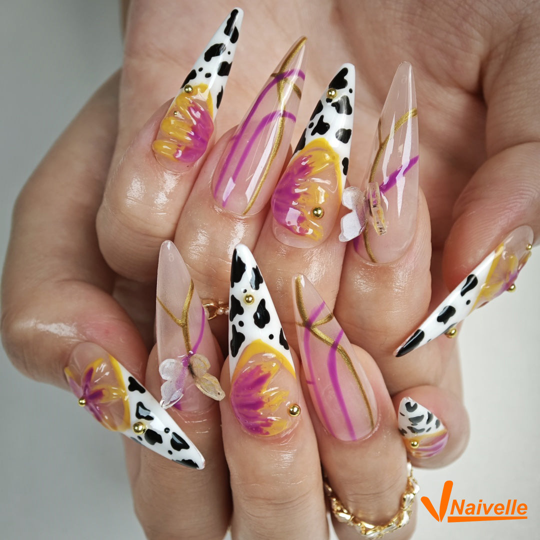 Naivelle Press On Nails Long Purple-Party-C25