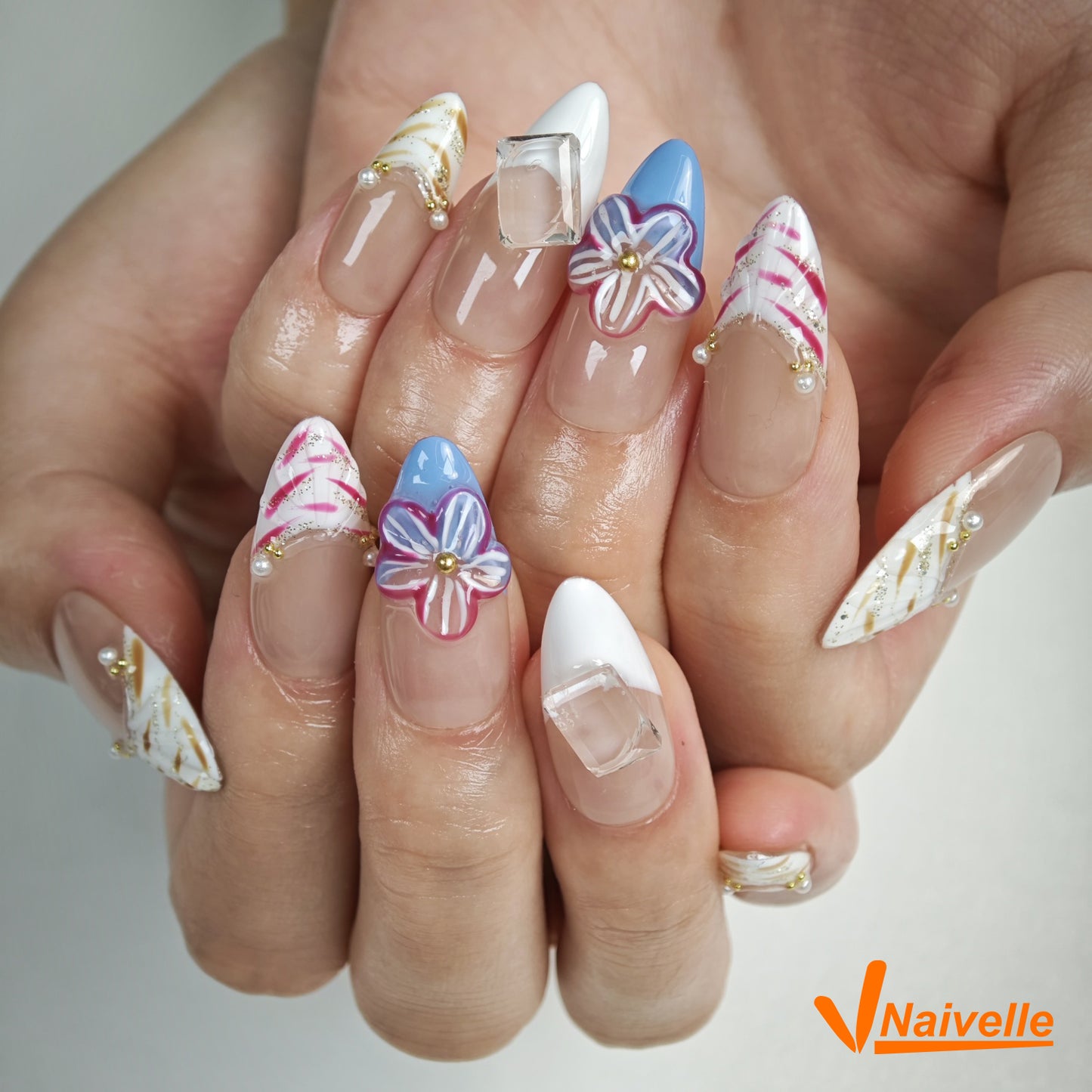 Naivelle Press On Nails Middle Nude Beige-Party-C26