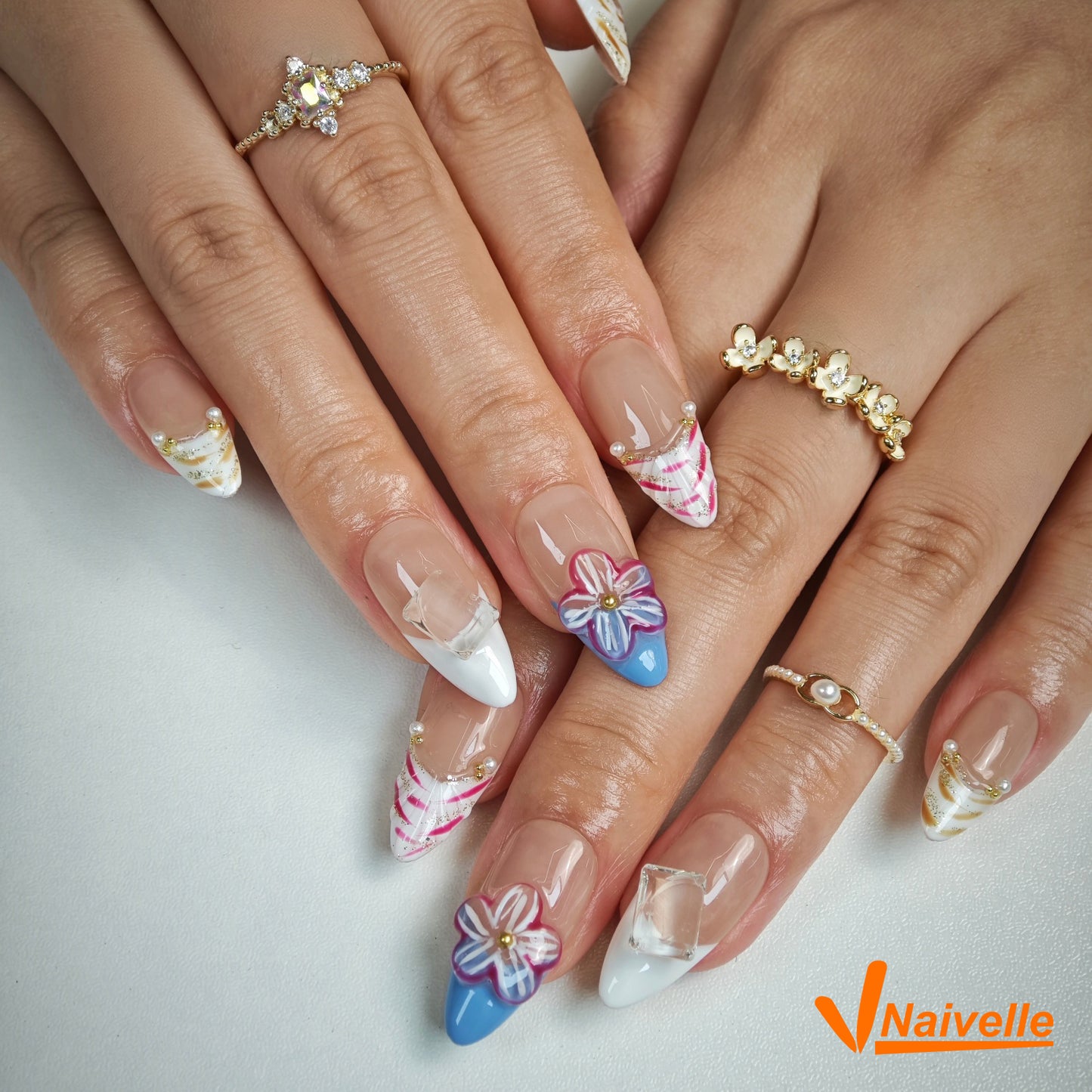Naivelle Press On Nails Middle Nude Beige-Party-C26