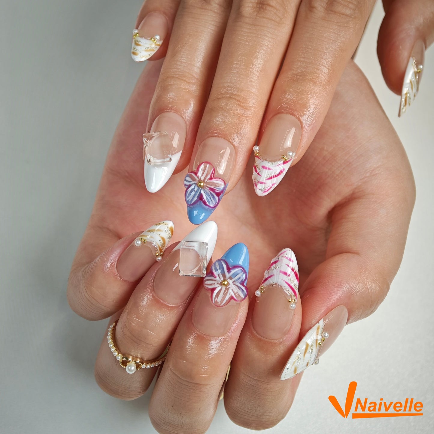 Naivelle Press On Nails Middle Nude Beige-Party-C26