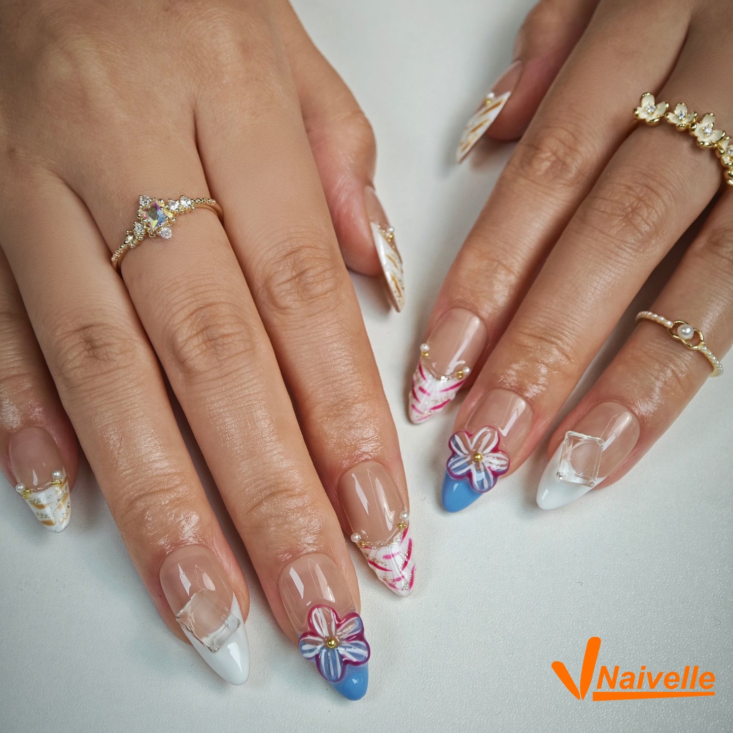 Naivelle Press On Nails Middle Nude Beige-Party-C26