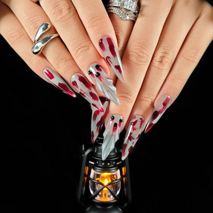 Naivelle Press On Nails Long Gray-Halloween-S97