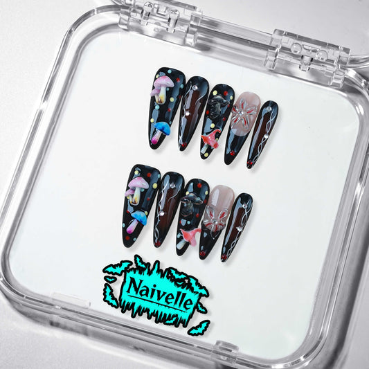 NaivellePressOnNailsLongBlack-Halloween-S101