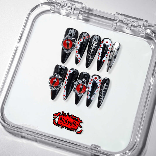 NaivellePressOnNailsLongBlack-Halloween-S102