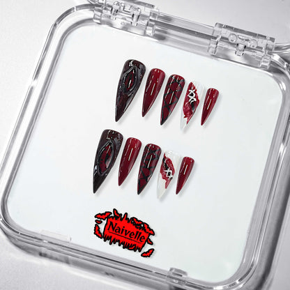NaivellePressOnNailsLongBlack-Halloween-S112