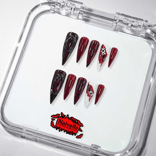 NaivellePressOnNailsLongBlack-Halloween-S112