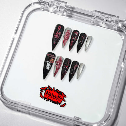 NaivellePressOnNailsLongBlack-Halloween-S114