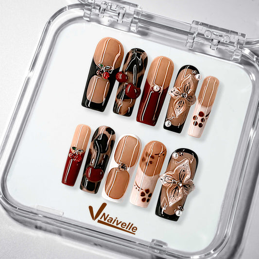 NaivellePressOnNailsLongBrown-Party-S22