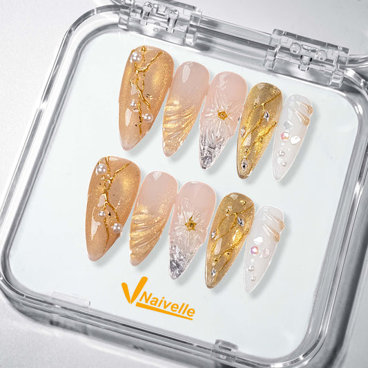NaivellePressOnNailsLongGold-Fall-S27