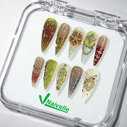 NaivellePressOnNailsLongGreen-Party-S38