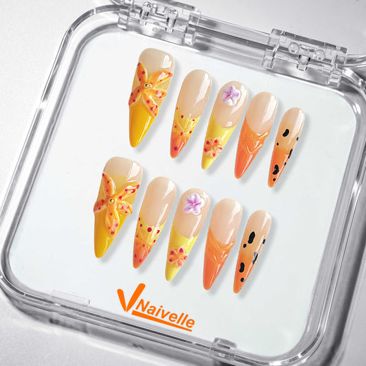 NaivellePressOnNailsLongOrange-Summer-C22