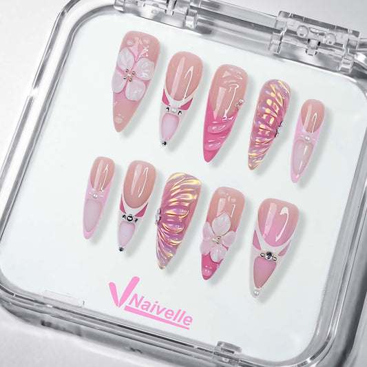 NaivellePressOnNailsLongPink-Wedding-S43