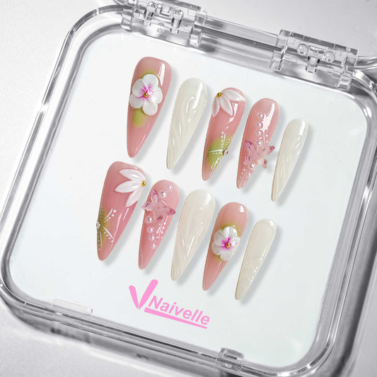 NaivellePressOnNailsLongPink-wedding-C24