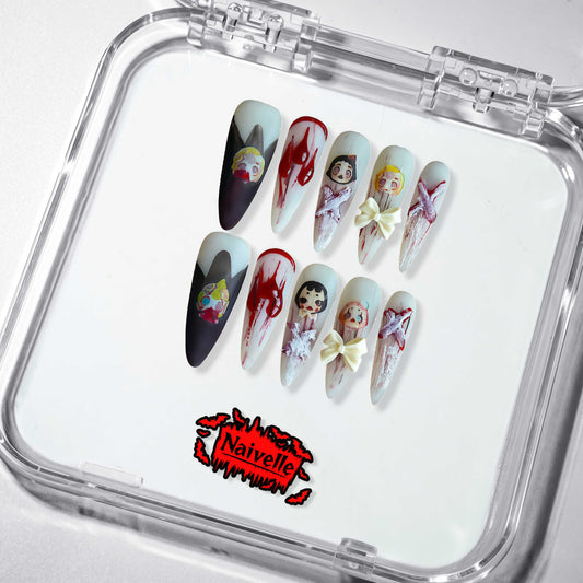 NaivellePressOnNailsLongWhite-Halloween-S109