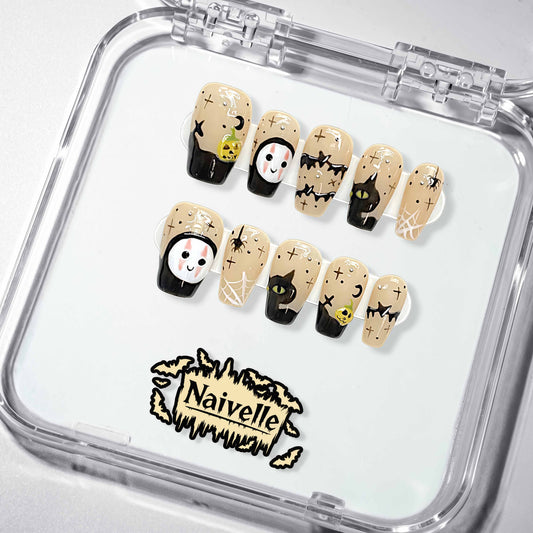 NaivellePressOnNailsMiddleBlack-Halloween-S75