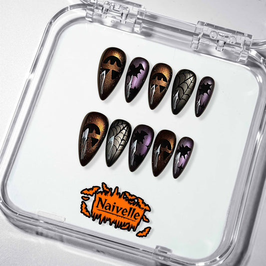 NaivellePressOnNailsMiddleBlack-Halloween-S83