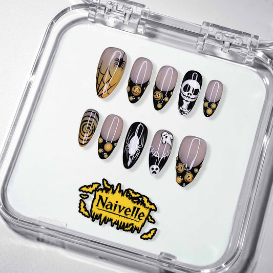 NaivellePressOnNailsMiddleBlack-Halloween-S85