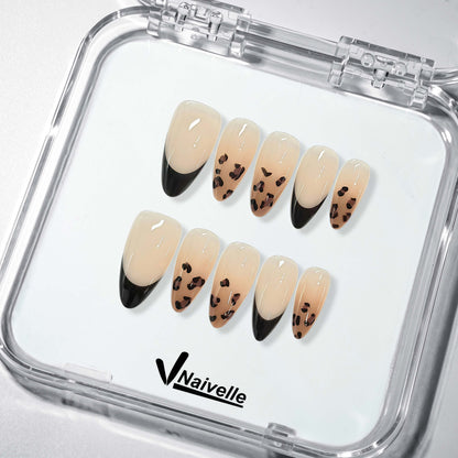 Naivelle Press On Nails Middle Black-Polka Dots-S145