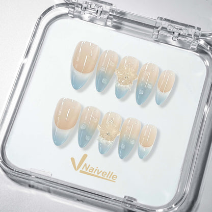Naivelle Press On Nails Middle Blue-Summer-S139