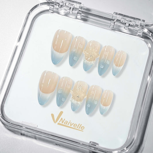 Naivelle Press On Nails Middle Blue-Summer-S139