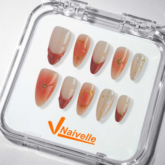 NaivellePressOnNailsMiddleCoral-Red-Party-C4