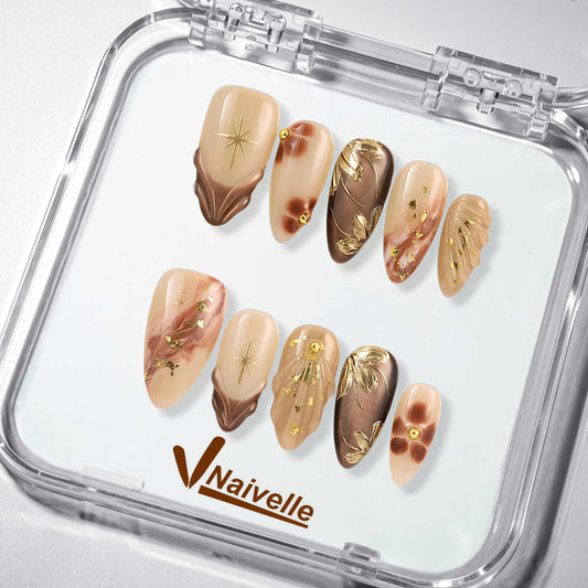 NaivellePressOnNailsMiddleGold-Autumn-S10