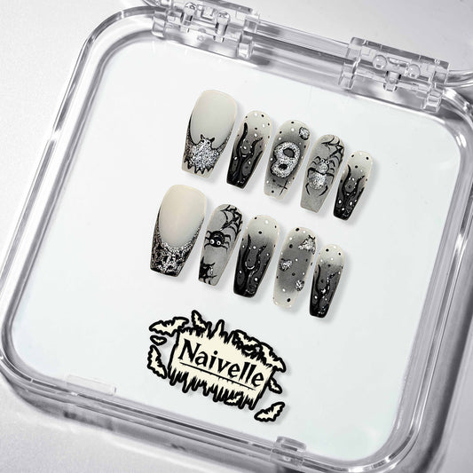 NaivellePressOnNailsMiddleGray-Halloween-S77