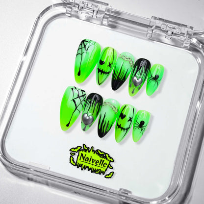 NaivellePressOnNailsMiddleGreen-Halloween-S106