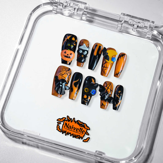 NaivellePressOnNailsMiddleOrange-Halloween-S110