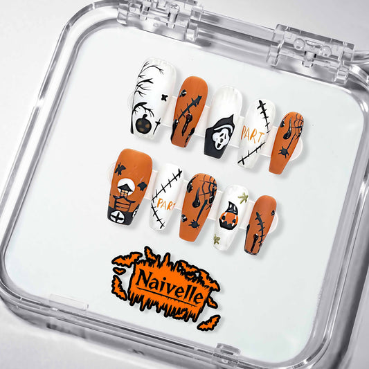 NaivellePressOnNailsMiddleOrange-Halloween-S76
