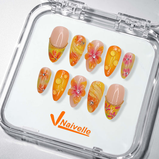 NaivellePressOnNailsMiddleOrange-Party-S42