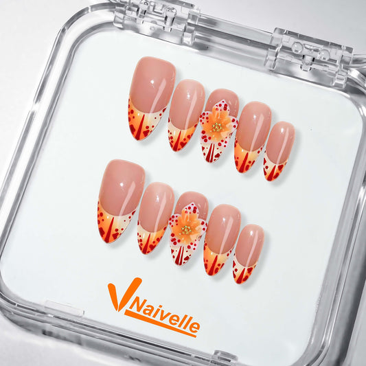 NaivellePressOnNailsMiddleOrange-Summer-S58