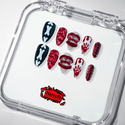 NaivellePressOnNailsMiddleRed-Halloween-S117