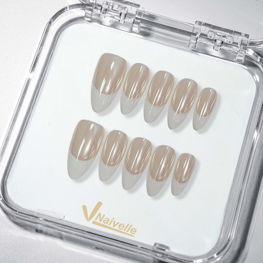 Naivelle Press On Nails Middle White-Party-S142