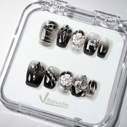 NaivellePressOnNailsShortBlack-Halloween-S33