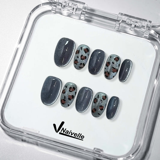 Naivelle Press On Nails Short Grey-Daily-S122