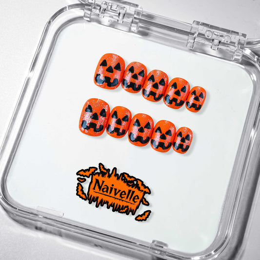NaivellePressOnNailsShortOrange-Halloween-S100